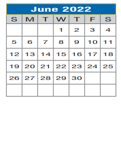 District School Academic Calendar for Navo Middle School for June 2022