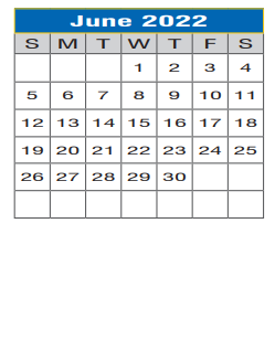 District School Academic Calendar for Newton Rayzor Elementary for June 2022