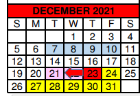 District School Academic Calendar for William G Gravitt Jr High for December 2021
