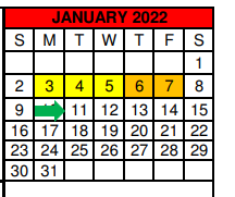 District School Academic Calendar for William G Gravitt Jr High for January 2022