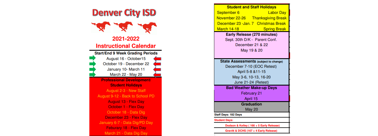 District School Academic Calendar Key for Kelley/Dodson Elementary
