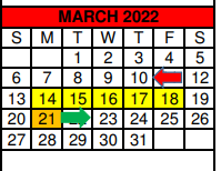 District School Academic Calendar for William G Gravitt Jr High for March 2022