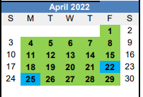District School Academic Calendar for Willard Elementary School for April 2022