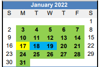 District School Academic Calendar for Meredith Middle School for January 2022