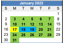 District School Academic Calendar for Edmunds Fine Arts Academy for January 2022