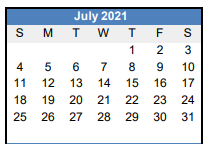District School Academic Calendar for Greenwood Elementary School for July 2021