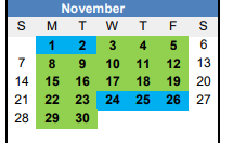 District School Academic Calendar for Longfellow Elementary School At Mckee for November 2021