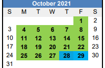 District School Academic Calendar for Edmunds Fine Arts Academy for October 2021