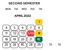 District School Academic Calendar for Duffield Elementary School for April 2022
