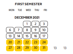 District School Academic Calendar for Sampson Elementary School for December 2021