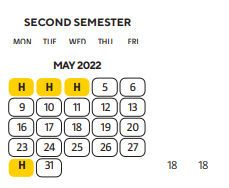 District School Academic Calendar for Coolidge Elementary School for May 2022