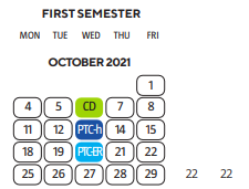 District School Academic Calendar for Hamilton Elementary School for October 2021