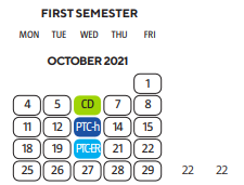 District School Academic Calendar for Davison Elementary School for October 2021