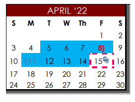 District School Academic Calendar for Bigfoot Alter Ctr for April 2022