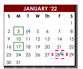 District School Academic Calendar for John J Ciavarra Elementary for January 2022