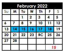 District School Academic Calendar for Deweyville High School for February 2022