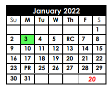 District School Academic Calendar for Deweyville High School for January 2022
