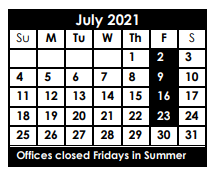 District School Academic Calendar for Deweyville Elementary for July 2021
