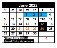 District School Academic Calendar for Deweyville Middle for June 2022