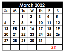 District School Academic Calendar for Deweyville Middle for March 2022