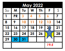 District School Academic Calendar for Deweyville Middle for May 2022