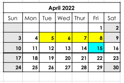 District School Academic Calendar for Diboll Daep for April 2022