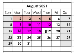 District School Academic Calendar for Temple Elementary for August 2021