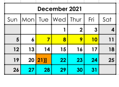 District School Academic Calendar for Diboll Junior High for December 2021
