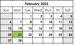 District School Academic Calendar for Diboll Junior High for February 2022