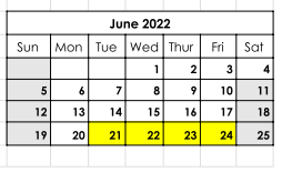 District School Academic Calendar for Diboll Daep for June 2022