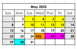 District School Academic Calendar for Diboll Pri for May 2022