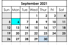 District School Academic Calendar for Diboll Pri for September 2021