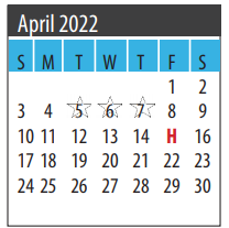 District School Academic Calendar for San Leon Elementary for April 2022