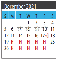 District School Academic Calendar for Galveston Co J J A E P for December 2021
