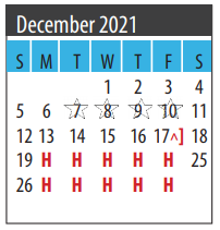 District School Academic Calendar for Dunbar Middle School for December 2021