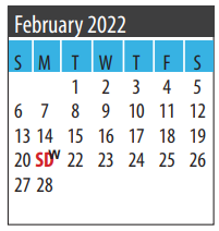 District School Academic Calendar for Galveston Co J J A E P for February 2022