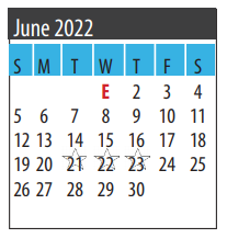 District School Academic Calendar for About Face for June 2022