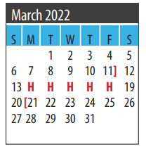 District School Academic Calendar for John E Barber Middle School for March 2022