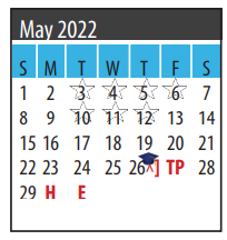 District School Academic Calendar for Galveston Co Detention Ctr for May 2022