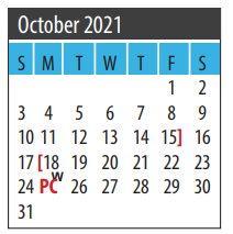 District School Academic Calendar for Dunbar Middle School for October 2021