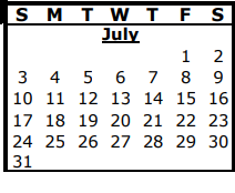 District School Academic Calendar for Big Foot Daep for July 2021