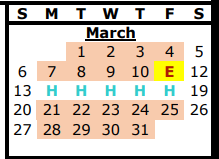District School Academic Calendar for Alternative Center for March 2022