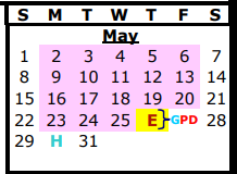 District School Academic Calendar for Alternative Center for May 2022