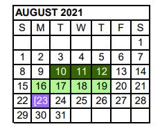 District School Academic Calendar for Dimmitt Middle for August 2021