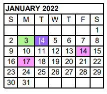 District School Academic Calendar for Richardson El for January 2022