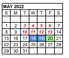 District School Academic Calendar for Richardson El for May 2022