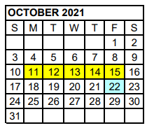 District School Academic Calendar for Dimmitt Middle for October 2021