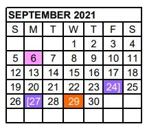 District School Academic Calendar for Dimmitt Middle for September 2021