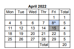 District School Academic Calendar for Orchard Place Elem School for April 2022