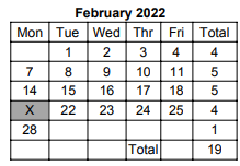 District School Academic Calendar for South Elem School for February 2022